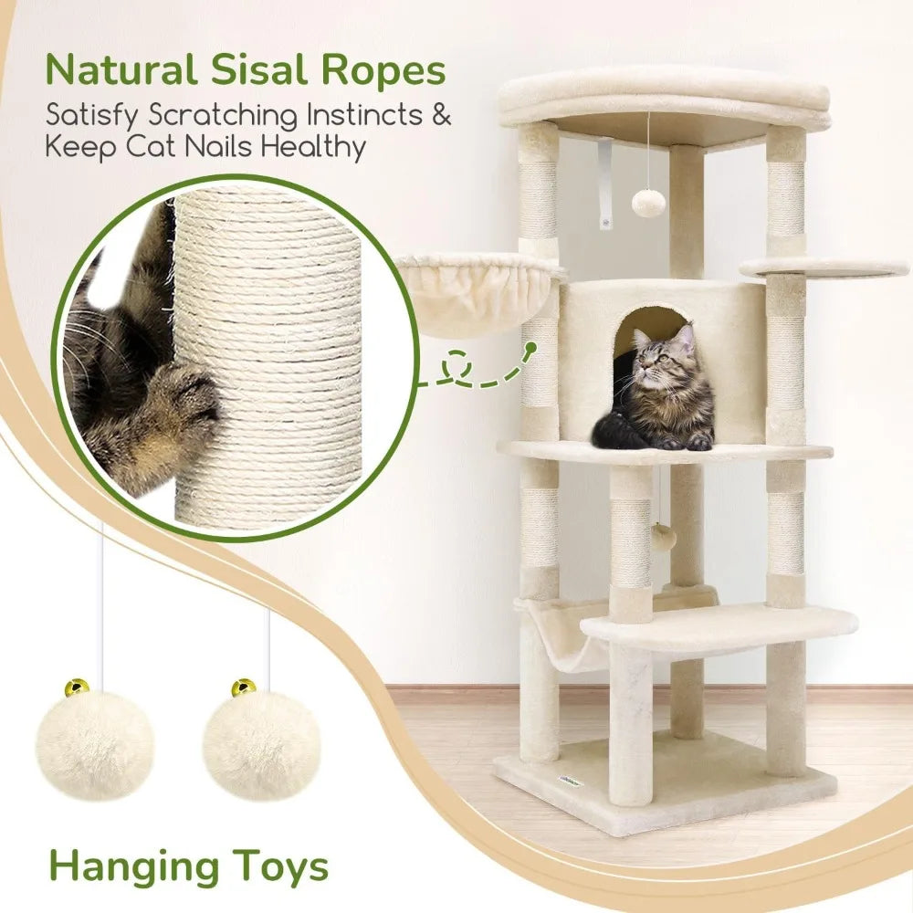 DAFIFY Curved Cat Tree With Hammock And Scratching Posts