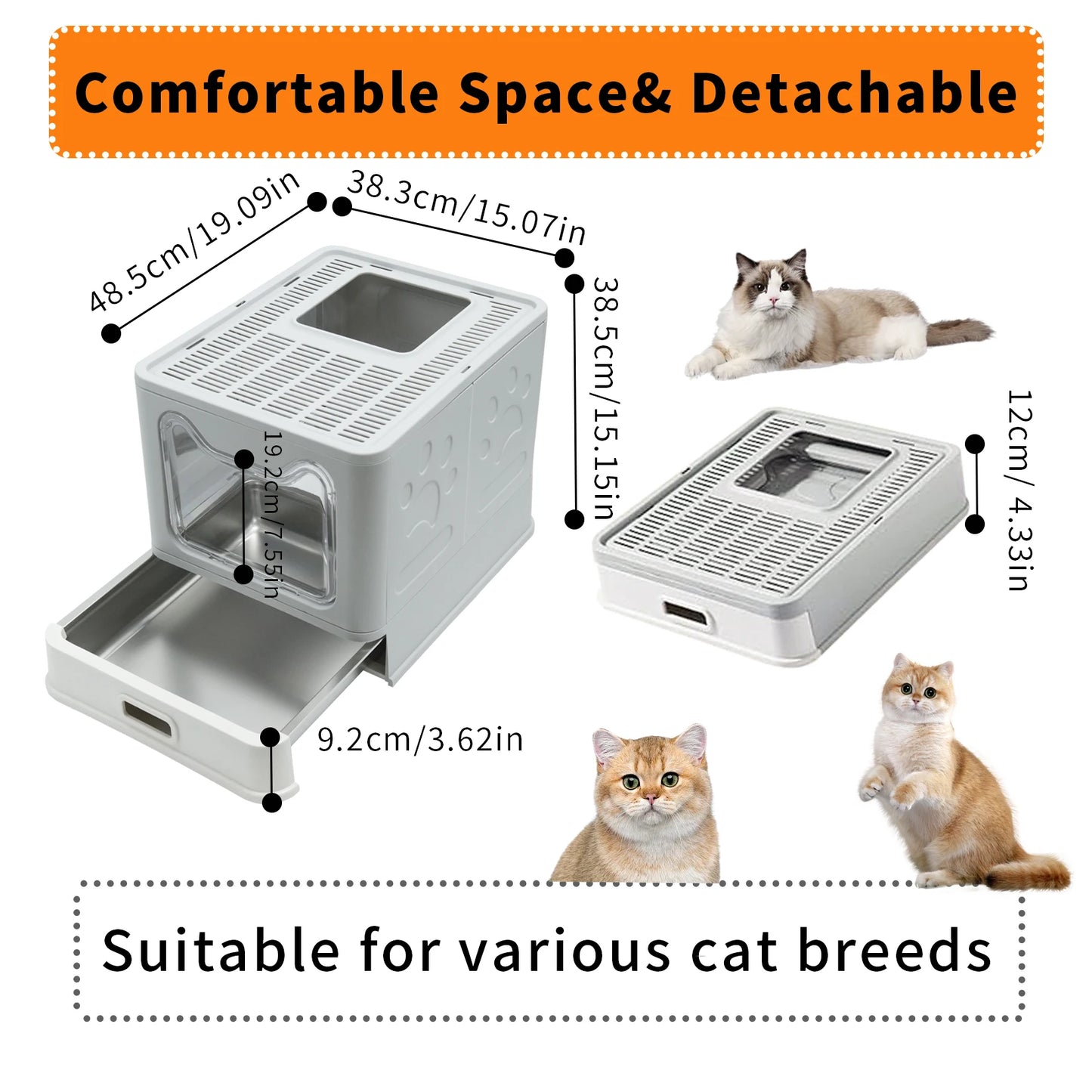Stainless Steel Cat Litter Box With Front Entry Lid