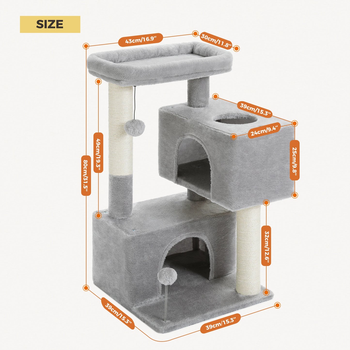 PAWZ Road Large Cat Tree Indoor Multi Level Tower Condos