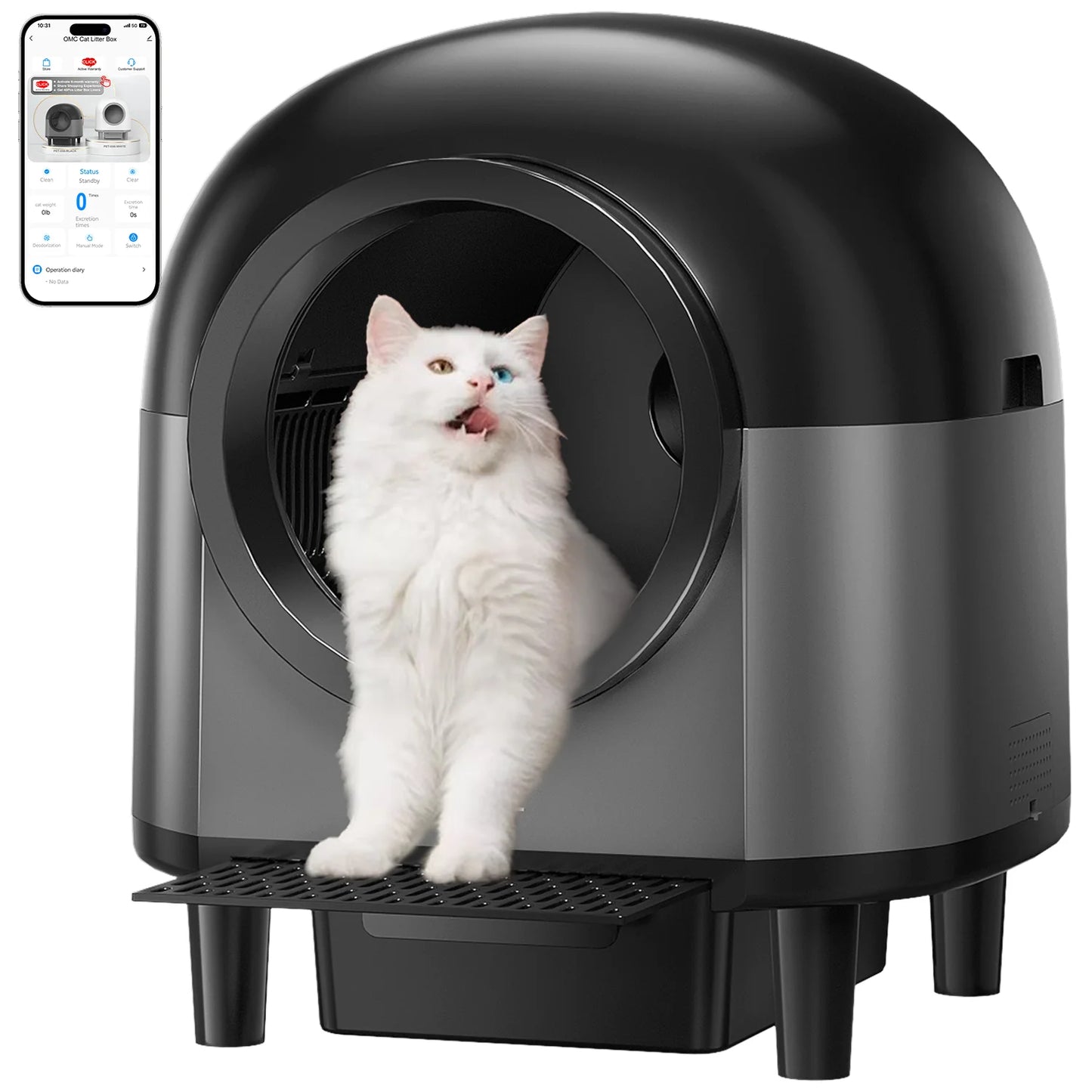 REDSASA Self Cleaning Automatic Cat Litter Box With App Control And Stairs