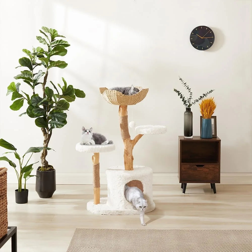 DAFIFY Modern Cat Tree Tower Solid Wood Luxury Cat Condo
