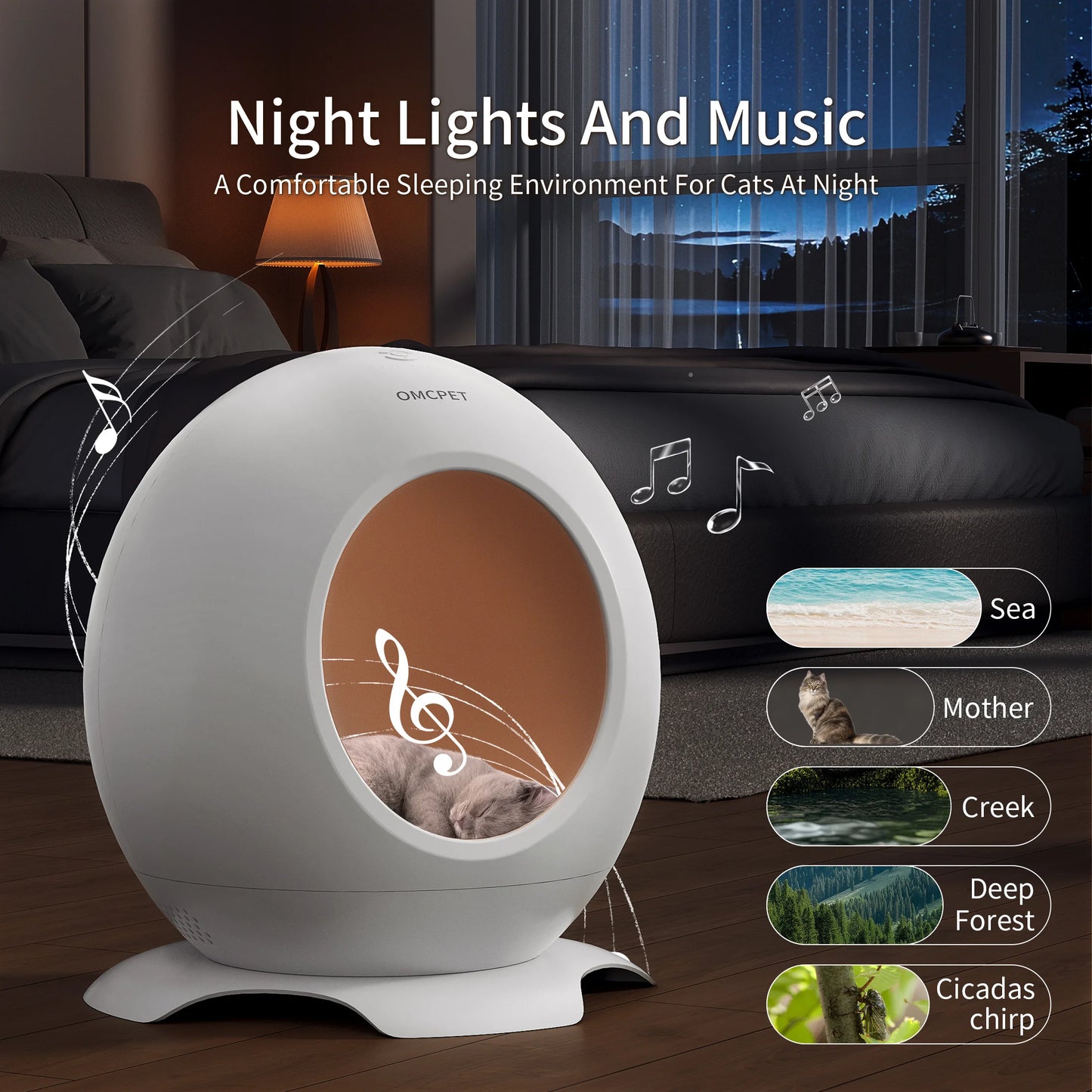 REDSASA Smart Cooling And Heated Cat House Bed With Music