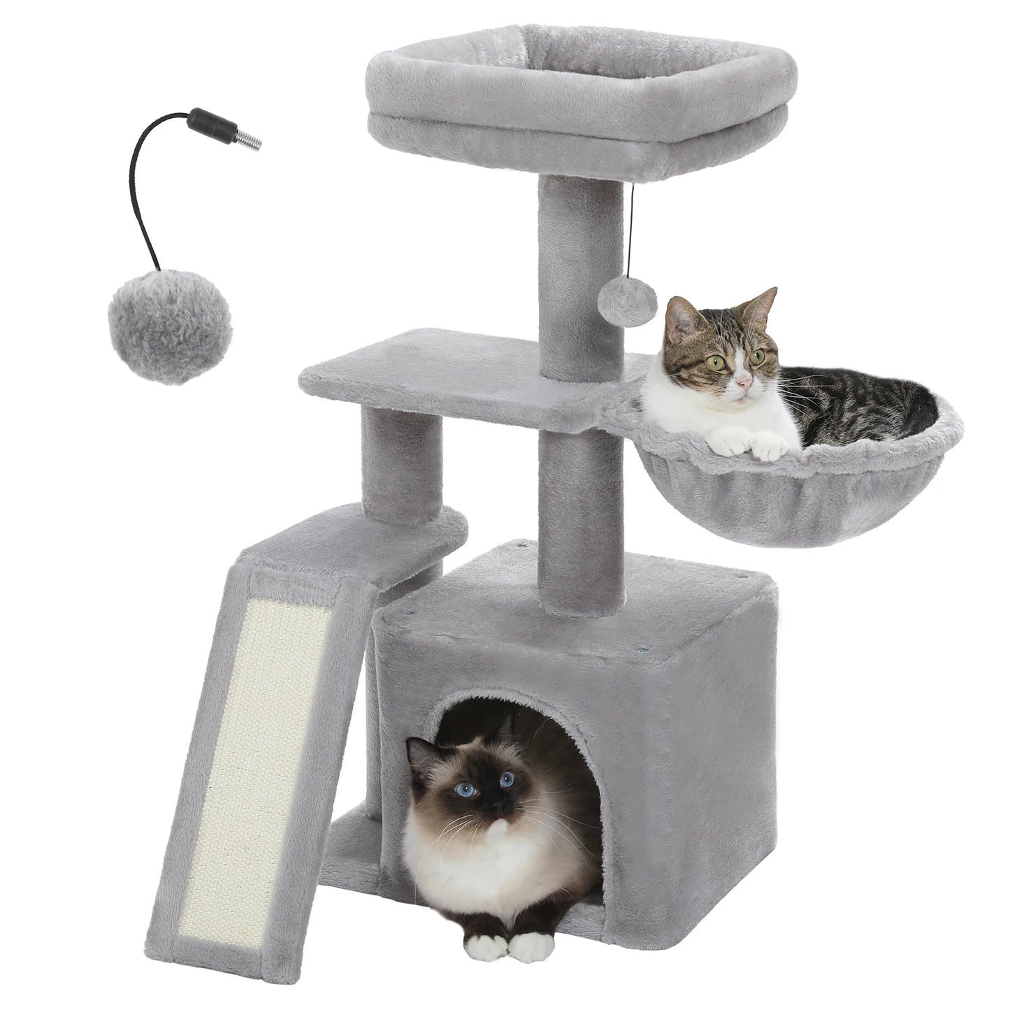 PEQULTICN Three Tier Cat Tree With Natural Sisal Scratching Post