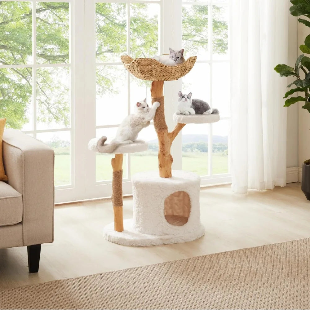 DAFIFY Modern Cat Tree Tower Solid Wood Luxury Cat Condo