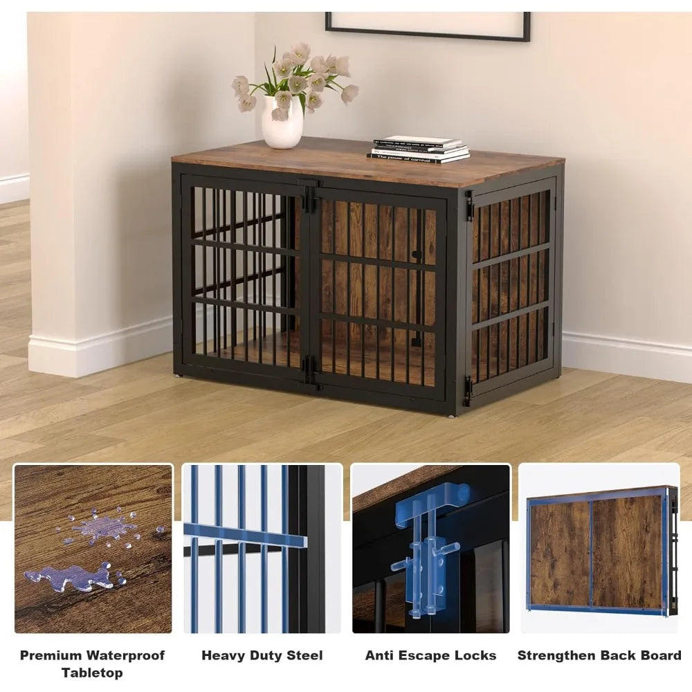 Closure Heavy Duty Dog Crate Furniture Wooden Kennel