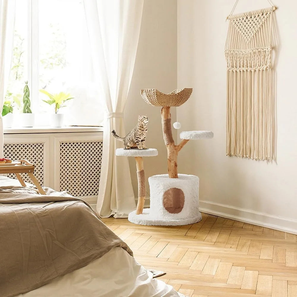 DAFIFY Modern Cat Tree Tower Solid Wood Luxury Cat Condo