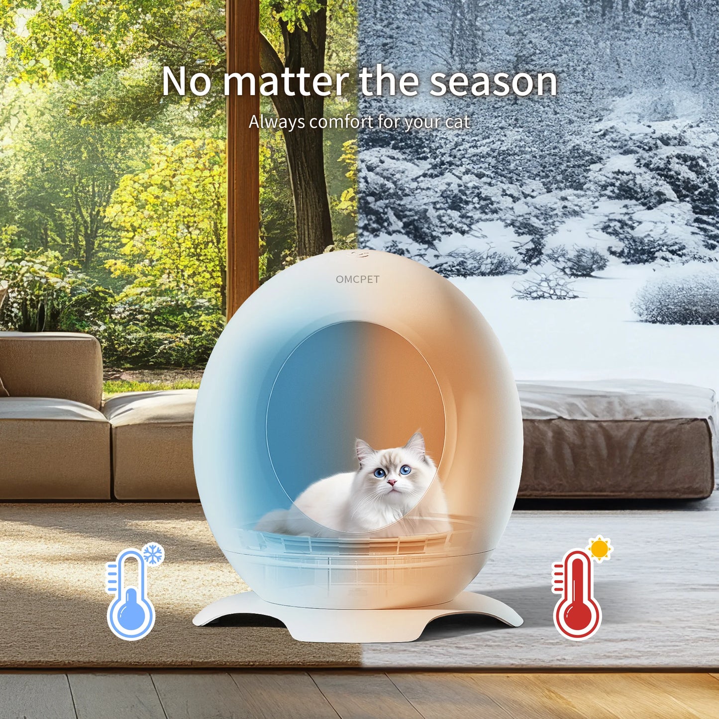 REDSASA Smart Cooling And Heated Cat House Bed With Music