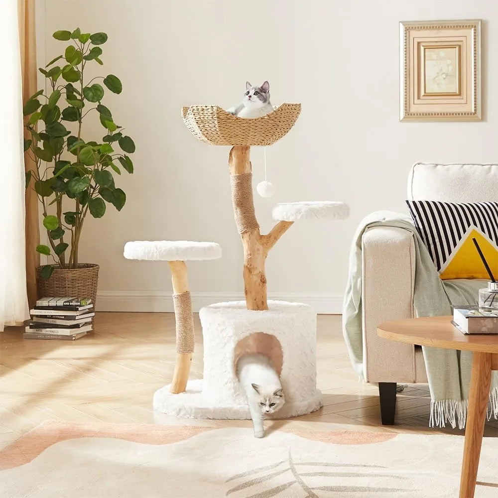 DAFIFY Modern Cat Tree Tower Solid Wood Luxury Cat Condo