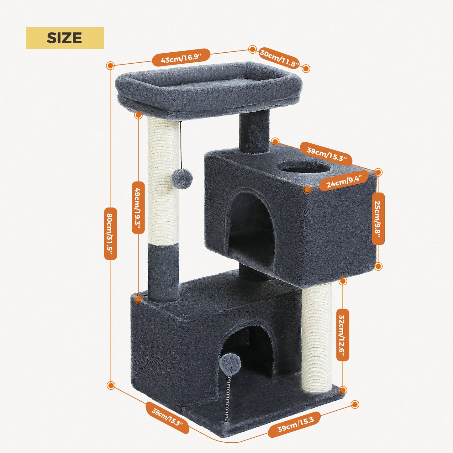 PAWZ Road Large Cat Tree Indoor Multi Level Tower Condos