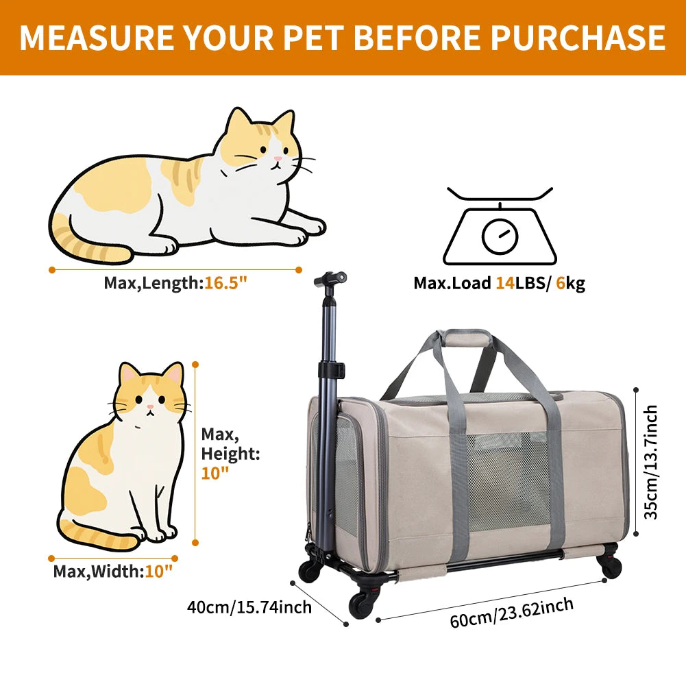 Breed Cat Trolley For 2 Cats With Wheels And Safety Belts