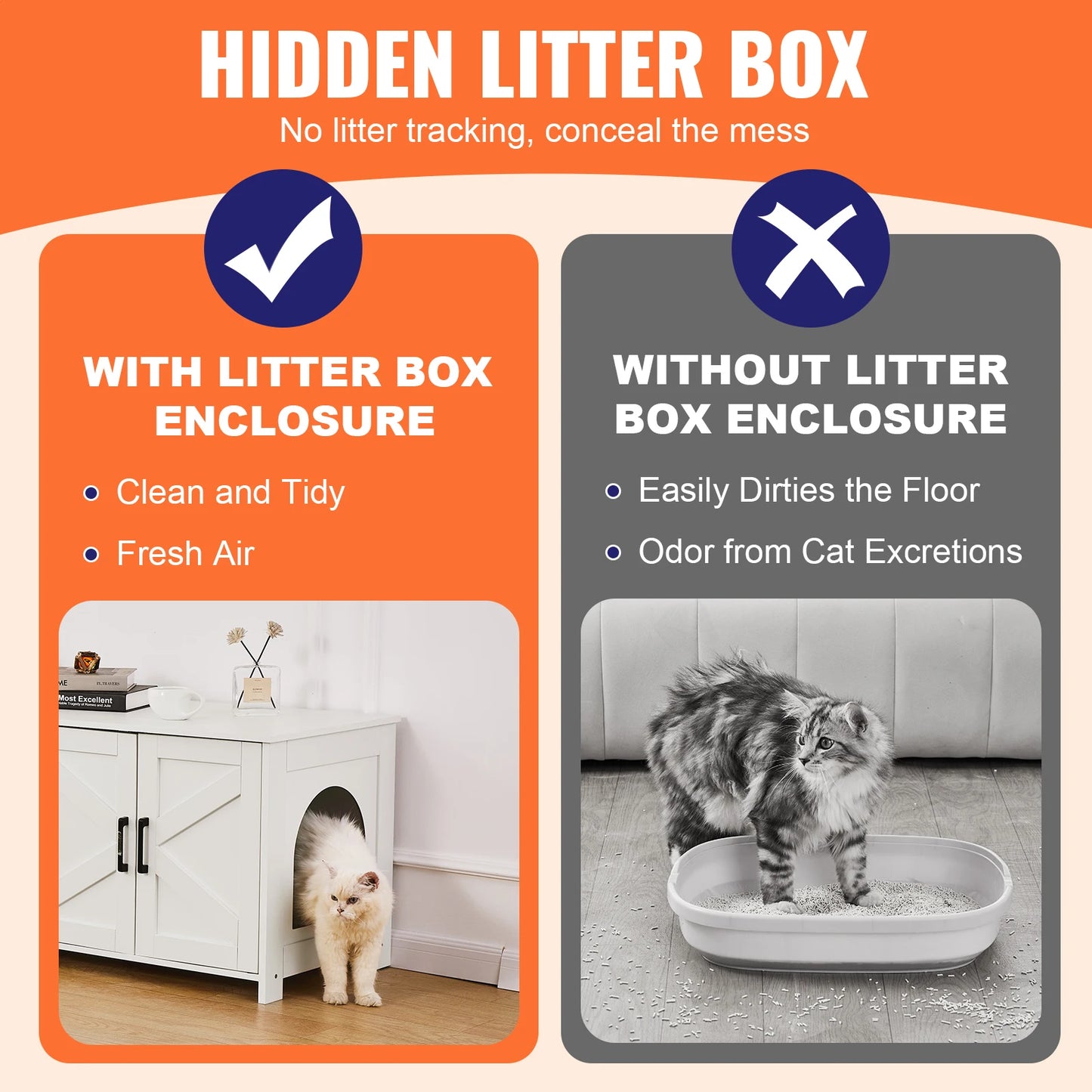 SucceBuy Cat Litter Box Enclosure For 2 Cats Cabinet