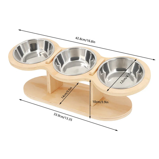 Petravel Tilted Raised Cat Feeder With 3 Stainless Bowls