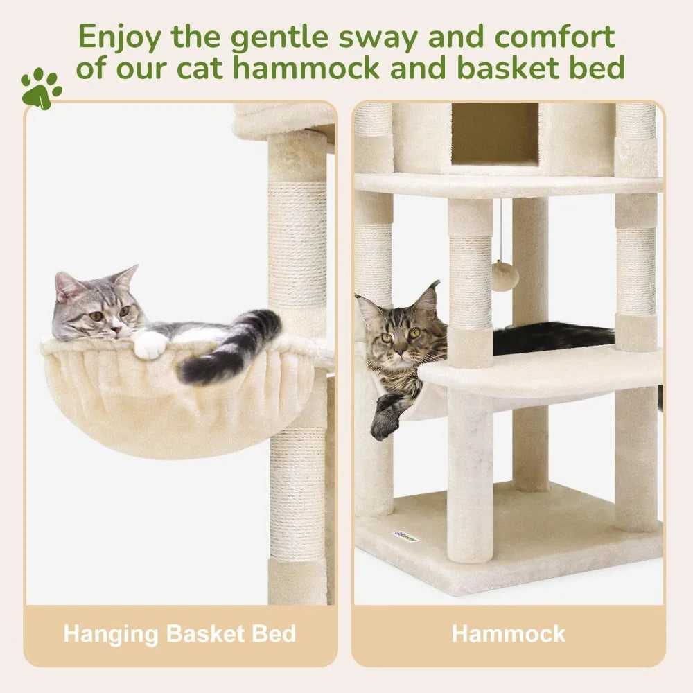 DAFIFY Curved Cat Tree With Hammock And Scratching Posts