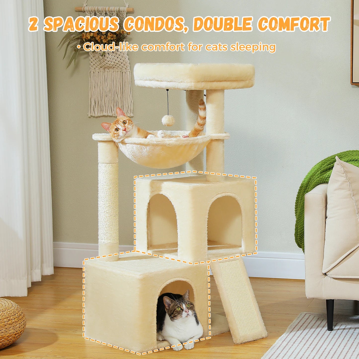 PAWZ Road Large Cat Tree Indoor Multi Level Tower Condos