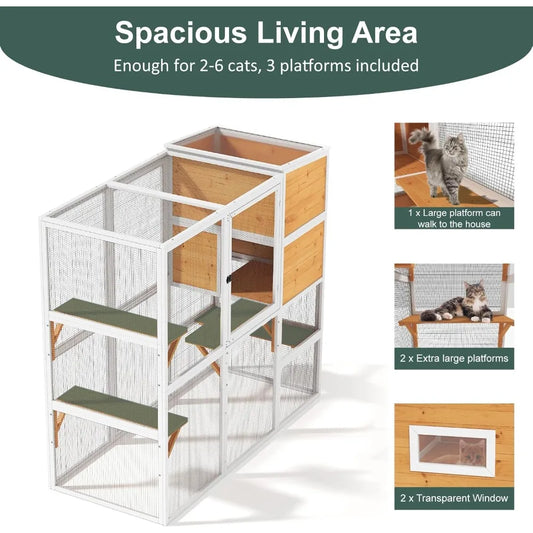 Closure Outdoor Cat Enclosure 4 Tier Weatherproof Roof