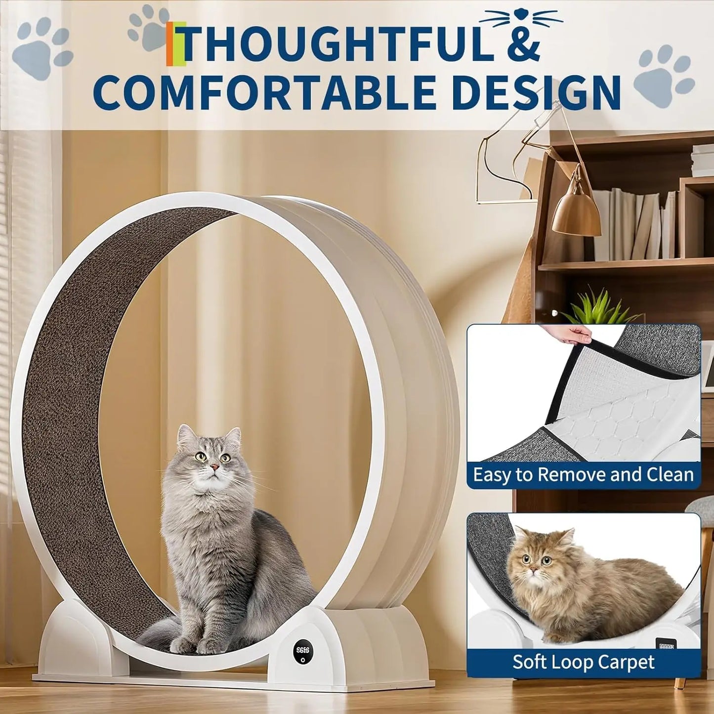 HiMISSCN Cat Exercise Wheel Indoor Quiet ABS Treadmill With Pedometer