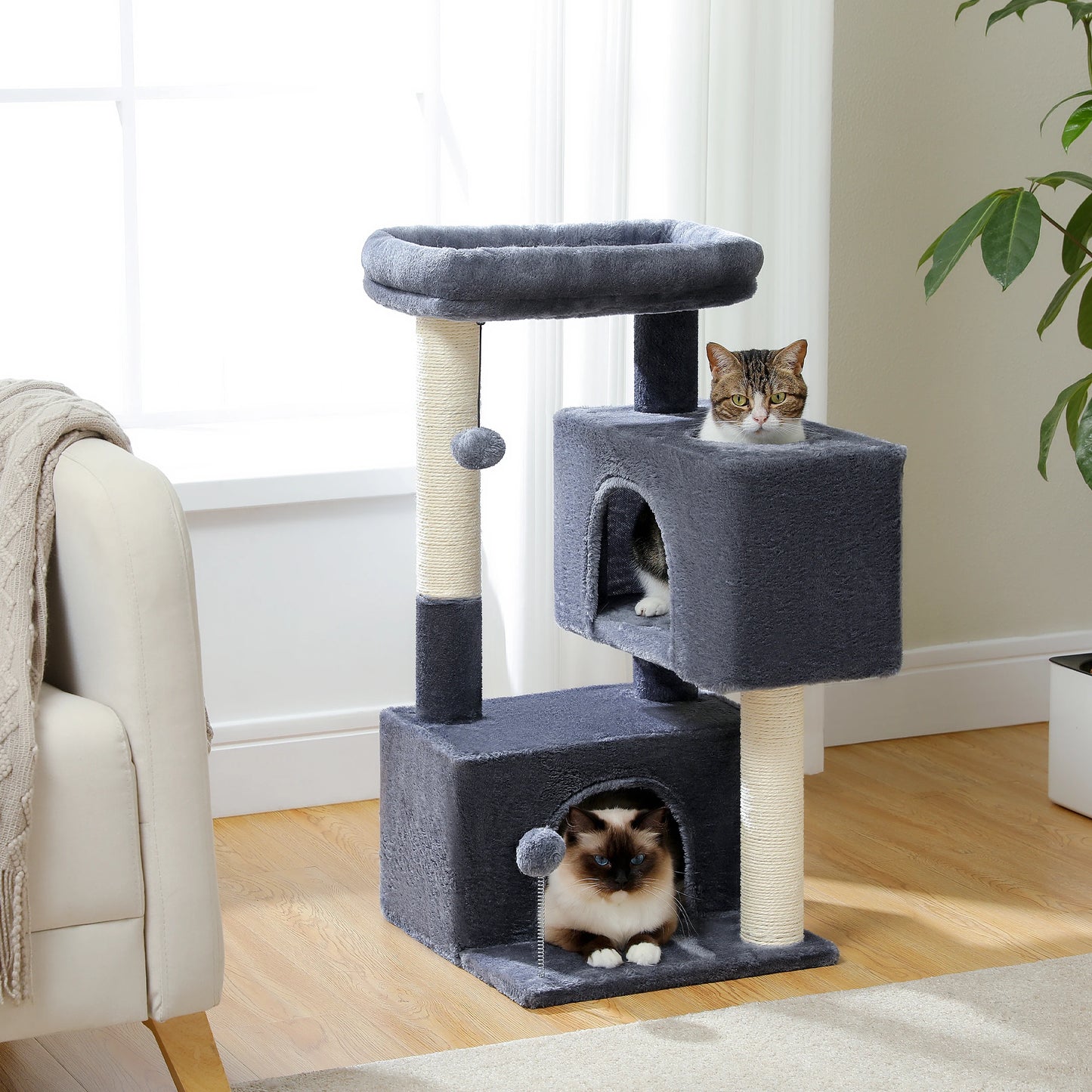 PEQULTICN Cat Tree With Sisal Scratching Post And Perch