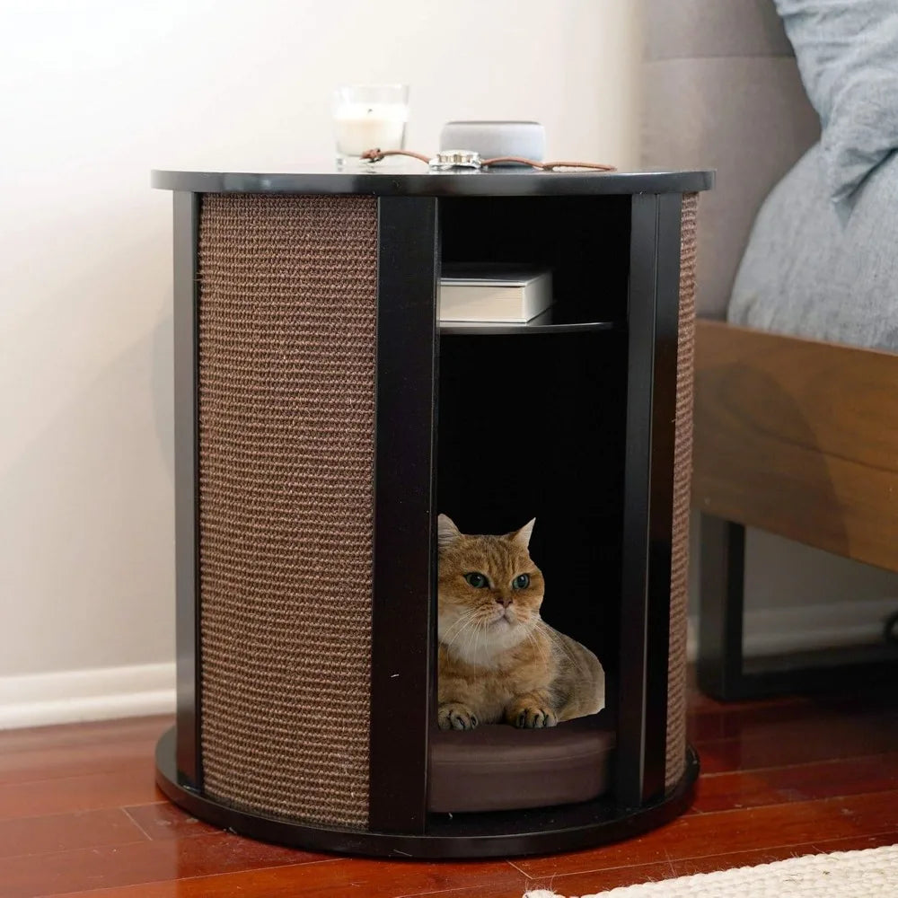 Purrrrfect End Table Cat Bed Cave Multi Wood Furniture