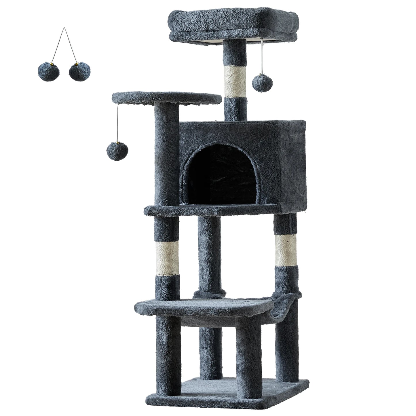 JHKCN Multi Cat Tree Tower Natural Sisal Scratching Posts Indoor