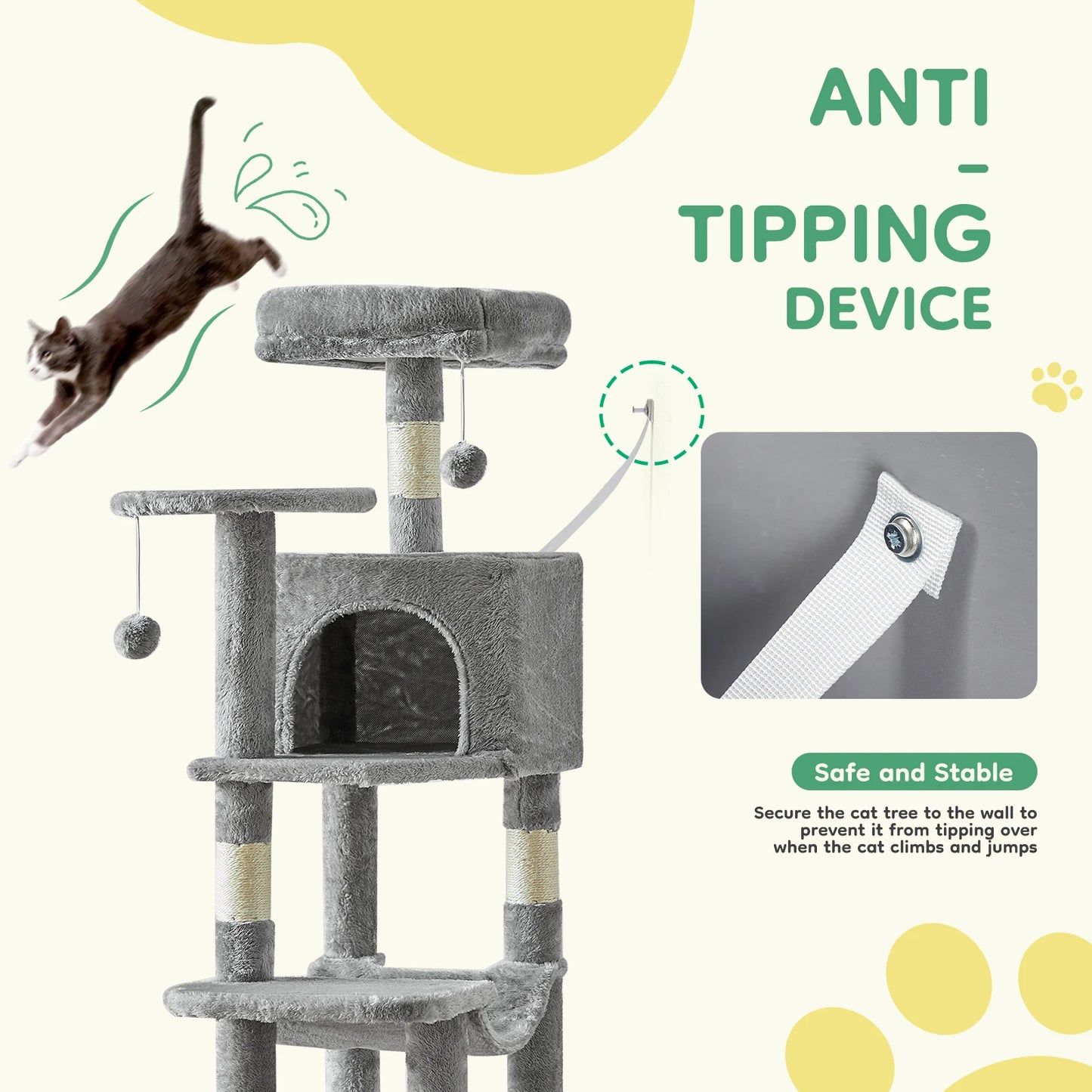JHKCN Multi Cat Tree Tower Natural Sisal Scratching Posts Indoor