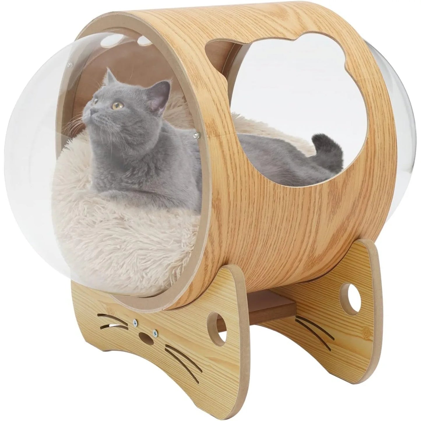 Guangdong Luxury Cat Pod Bed With Wooden Frame Acrylic Dome