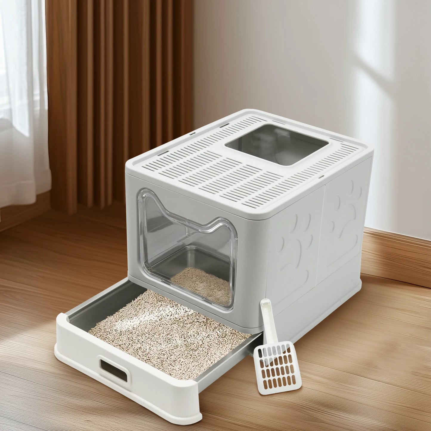 Stainless Steel Cat Litter Box With Front Entry Lid