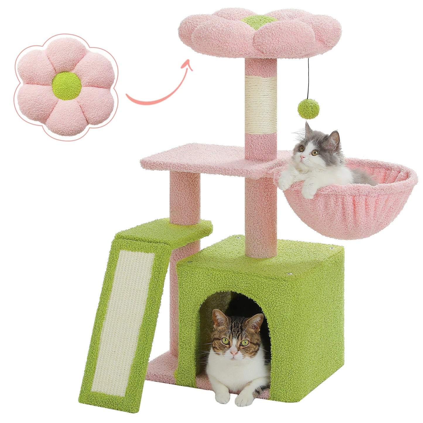 PEQULTICN Three Tier Cat Tree With Natural Sisal Scratching Post