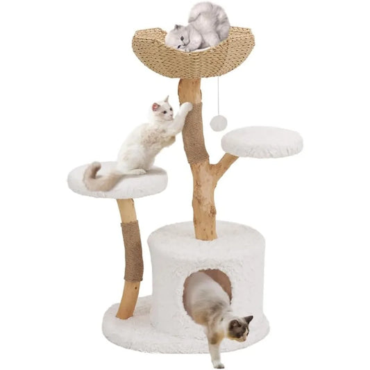 DAFIFY Modern Cat Tree Tower Solid Wood Luxury Cat Condo