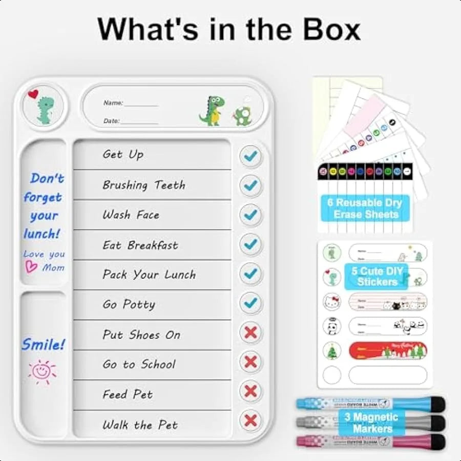 Hign-concerned Magnetic Chore Chart ADHD Task Tracker EasyCheck Dry Erase Board With Stand