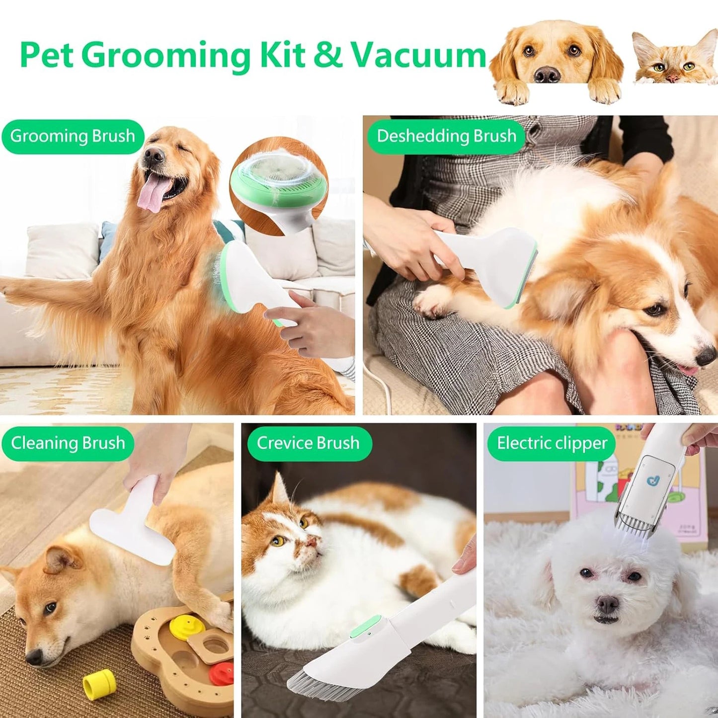 DishyKooker Pet Grooming Kit With Quiet Vacuum And Tools
