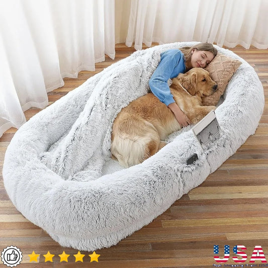 Fujian Human Dog Bed Orthopedic Washable Faux Fur Nap Bed