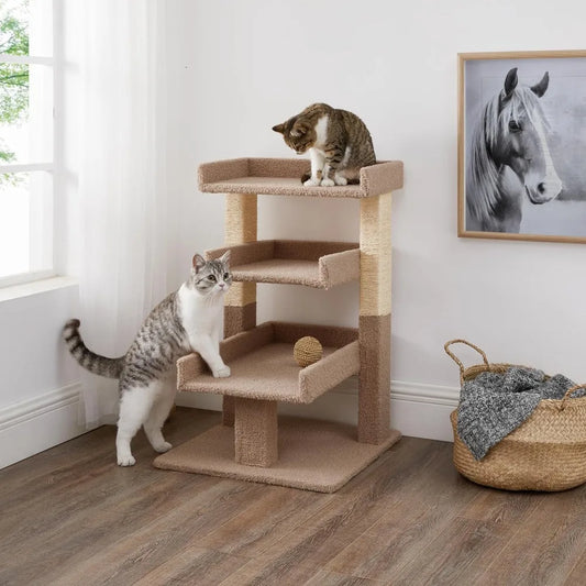 ZHIYONGBreed Nala Cat Tree Tower EngineeredWood TripleTier IndoorCatCondo UltraSturdy