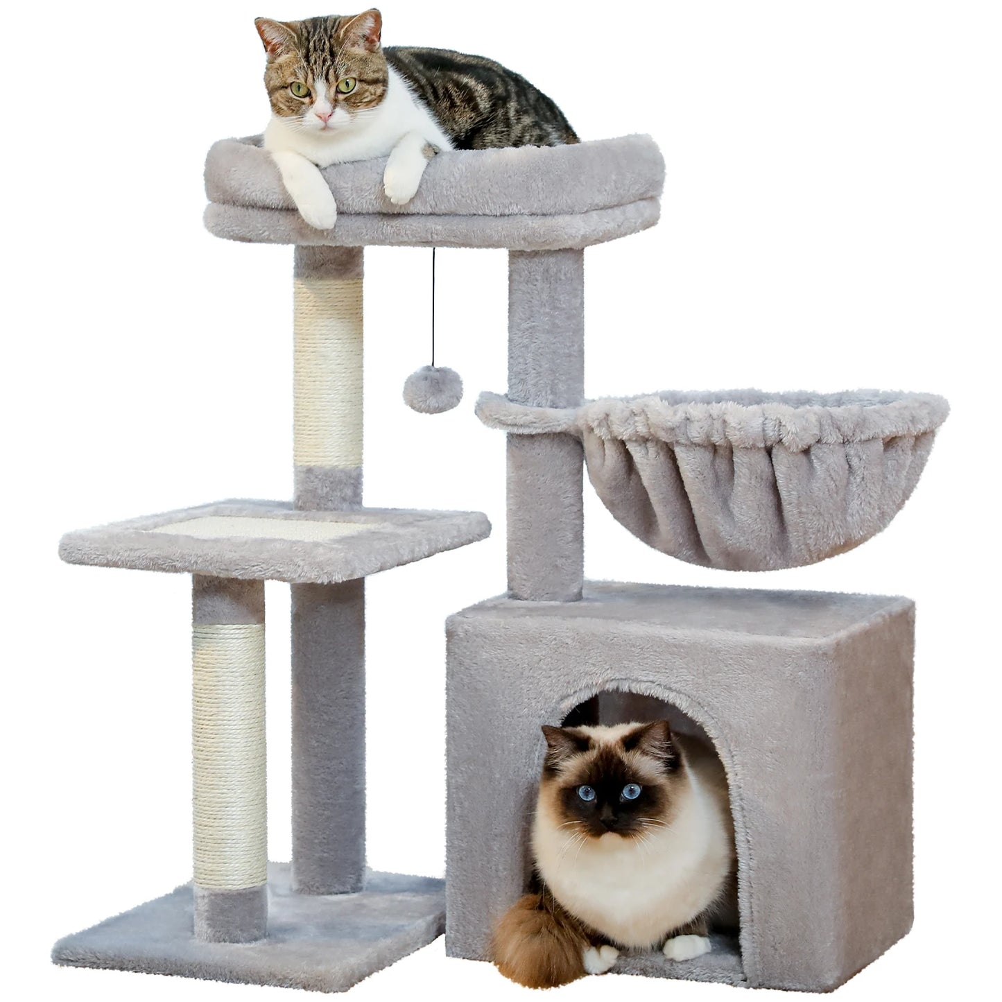 PEQULTICN Three Tier Cat Tree With Natural Sisal Scratching Post