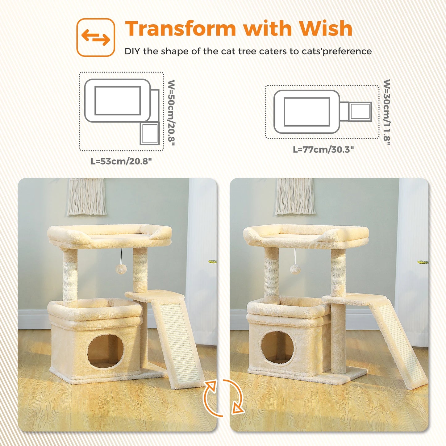 PAWZ Road Small Cat Tree Indoor Tower With Scratching Posts