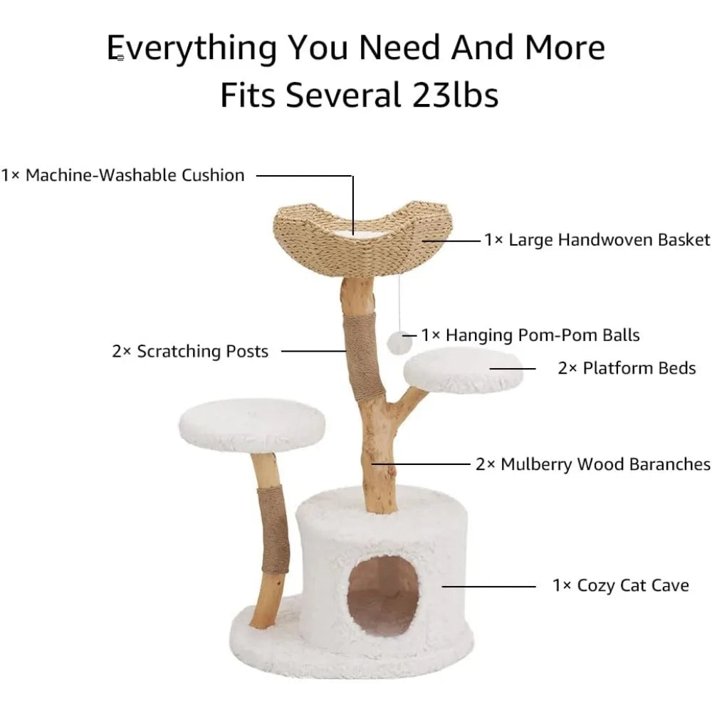 DAFIFY Modern Cat Tree Tower Solid Wood Luxury Cat Condo