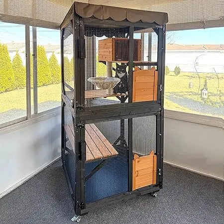 Movable Outdoor Cat House On Wheels For Three To Five Cats