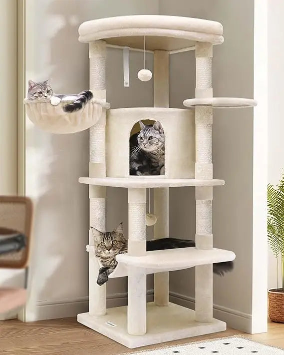 DAFIFY Curved Cat Tree With Hammock And Scratching Posts