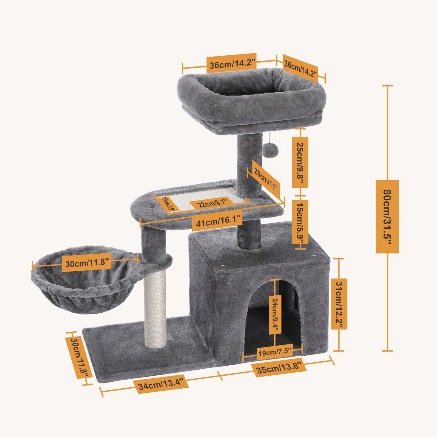 PAWZ Road Cat Tree For Small Indoor Cats With Condo