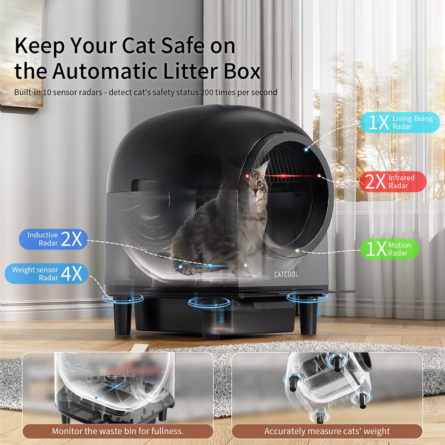 REDSASA Self Cleaning Automatic Cat Litter Box With App Control And Stairs