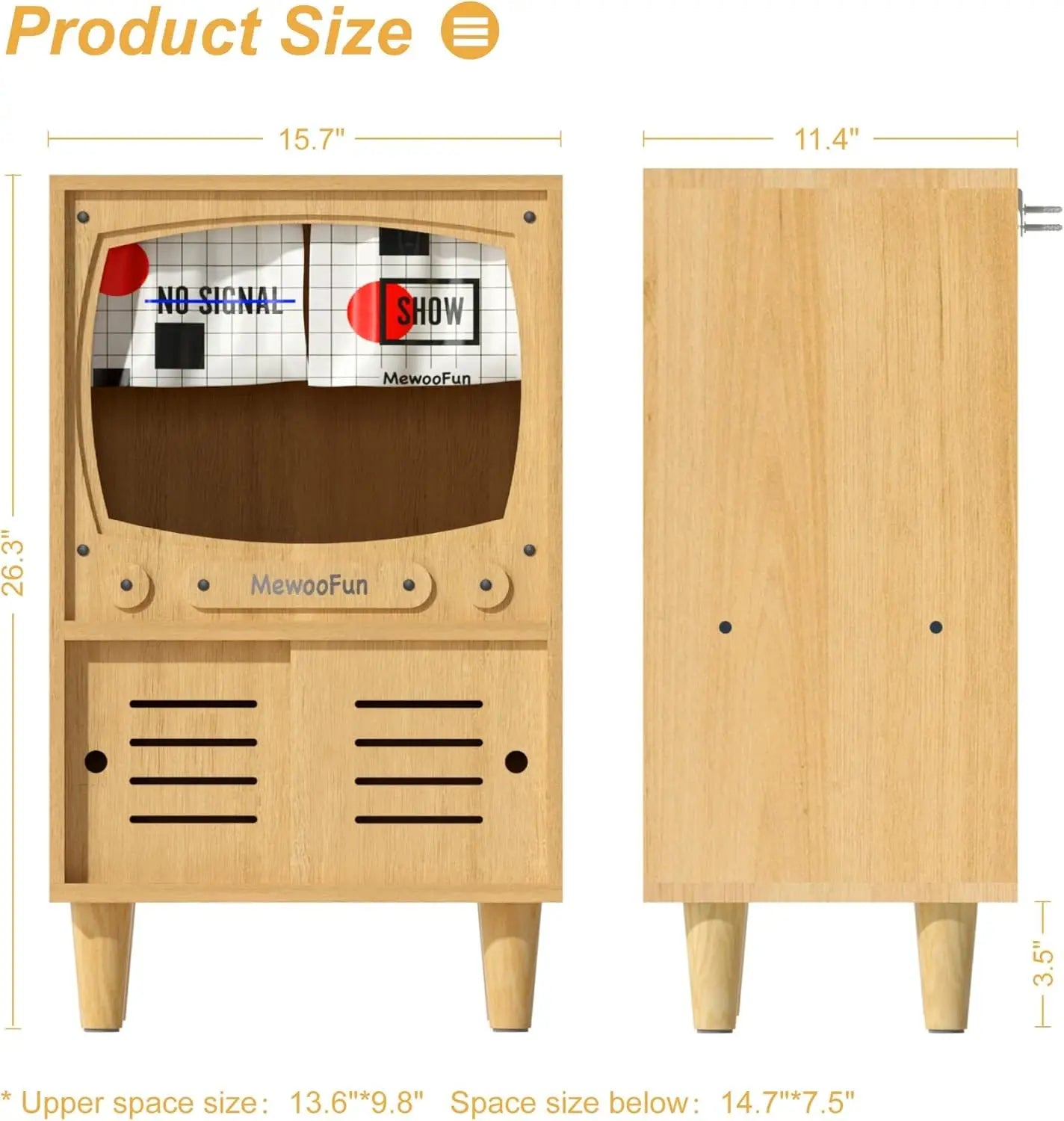 MEWOOFUNCN Cat TV House Wooden Condo with Scratcher and Storage