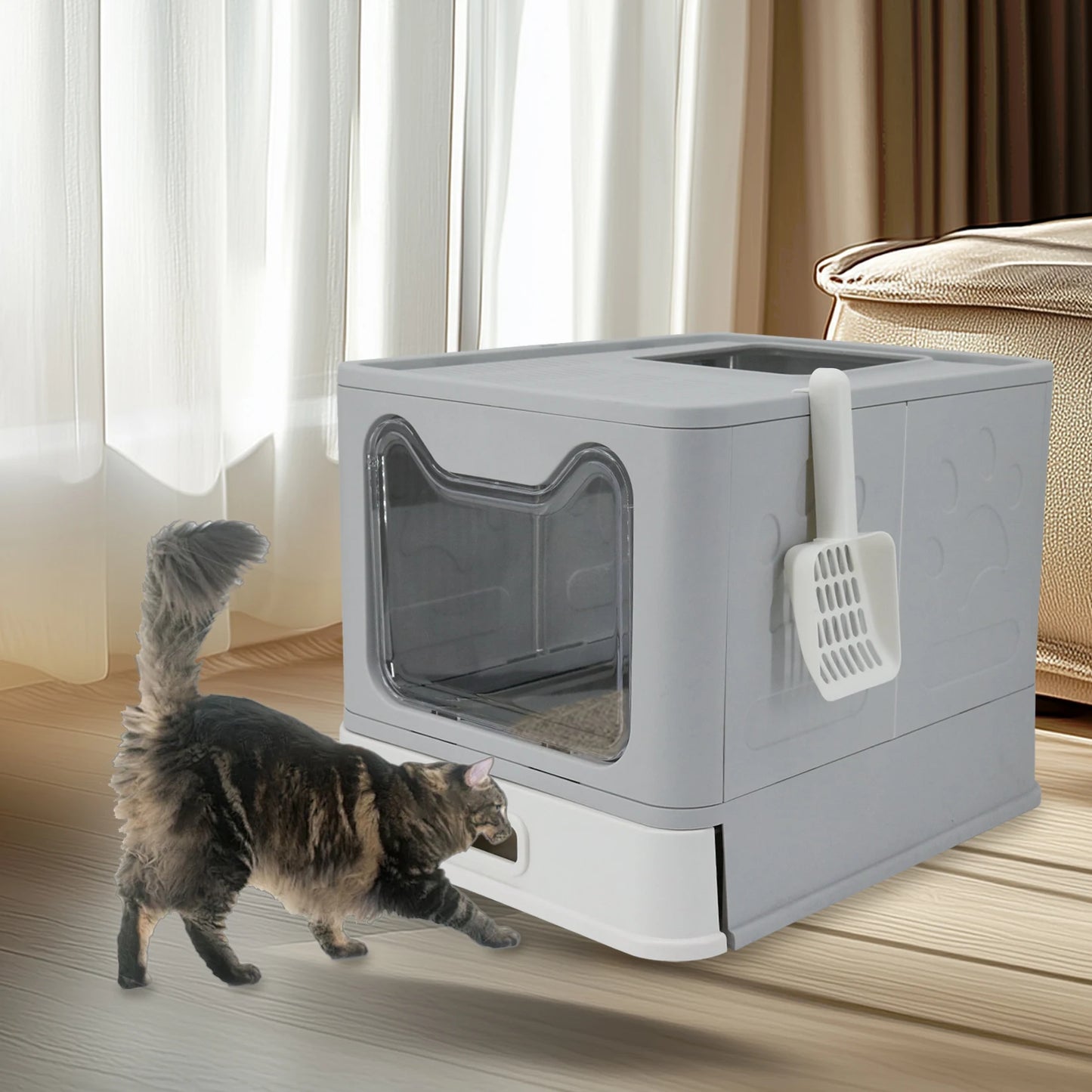 Stainless Steel Cat Litter Box With Front Entry Lid
