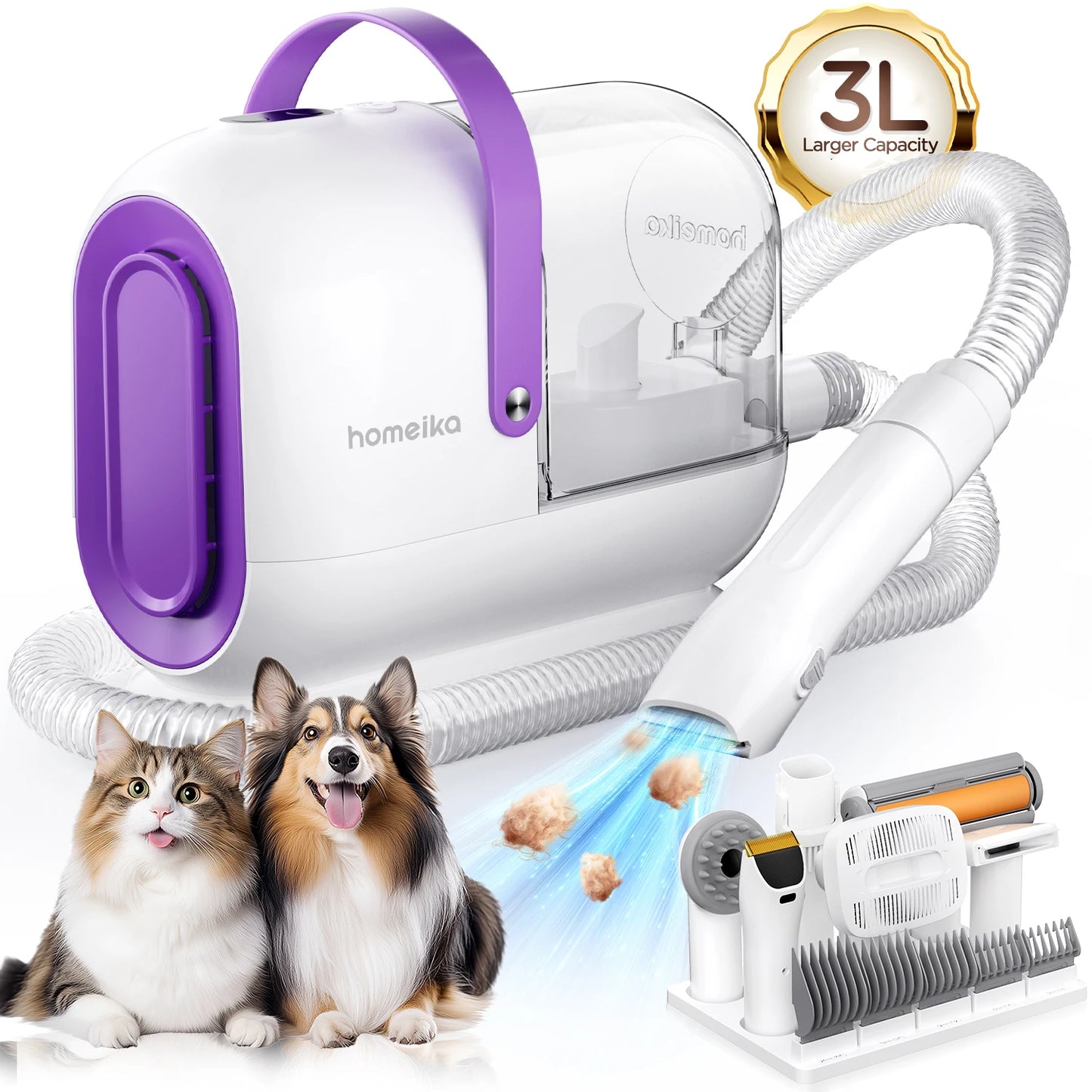 Homeika Dog Grooming Kit With High Suction Pet Vacuum
