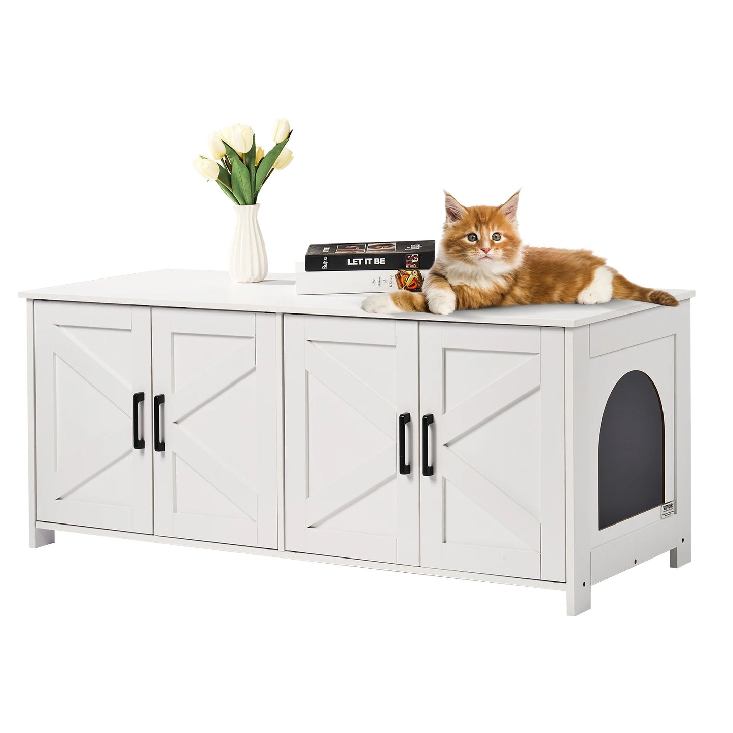 SucceBuy Cat Litter Box Enclosure For 2 Cats Cabinet