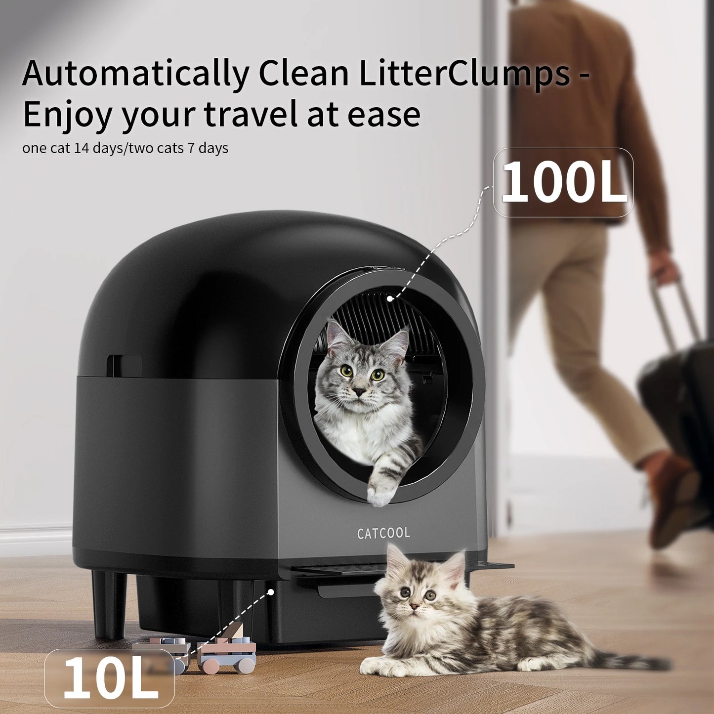 REDSASA Self Cleaning Automatic Cat Litter Box With App Control And Stairs