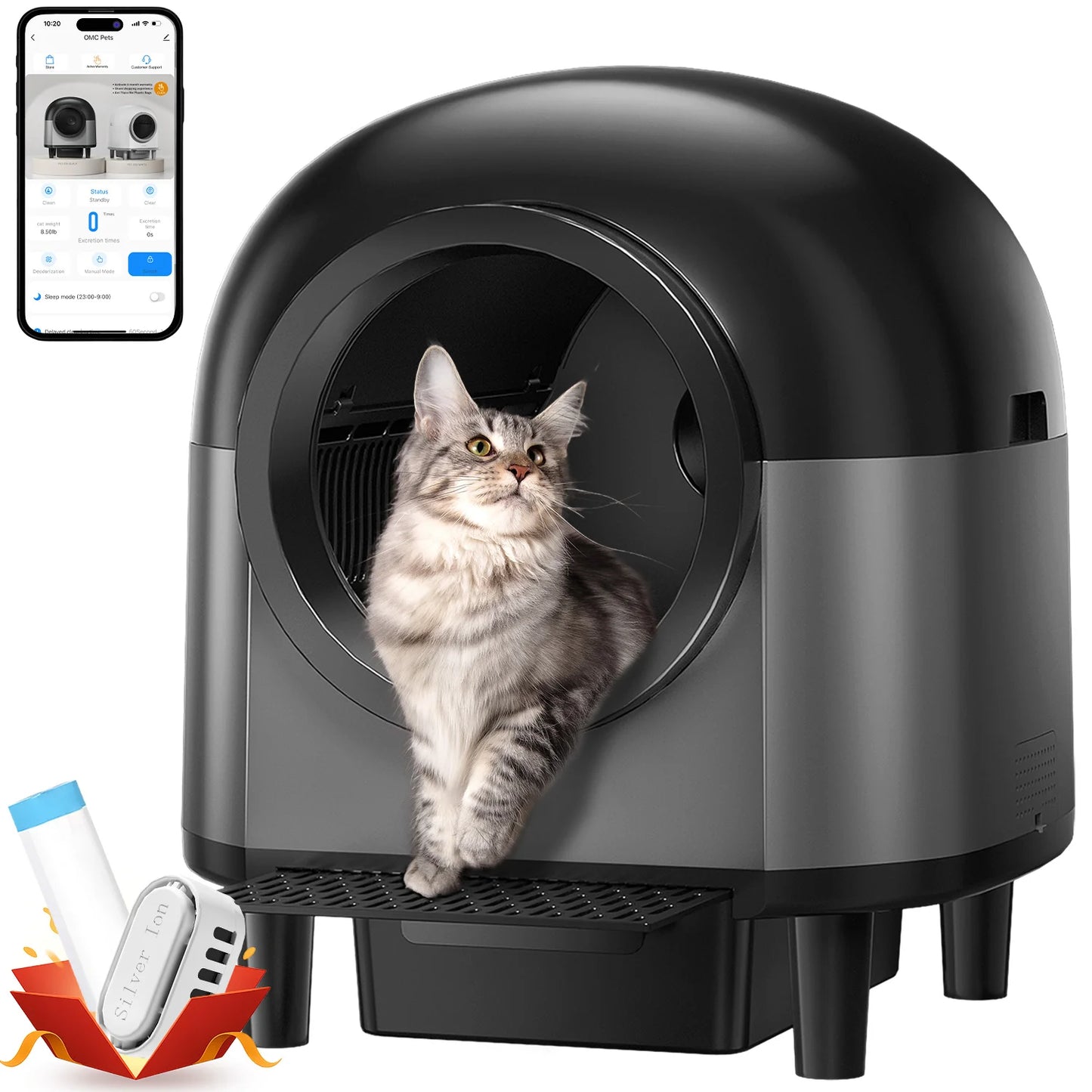 REDSASA Self Cleaning Automatic Cat Litter Box With App Control And Stairs