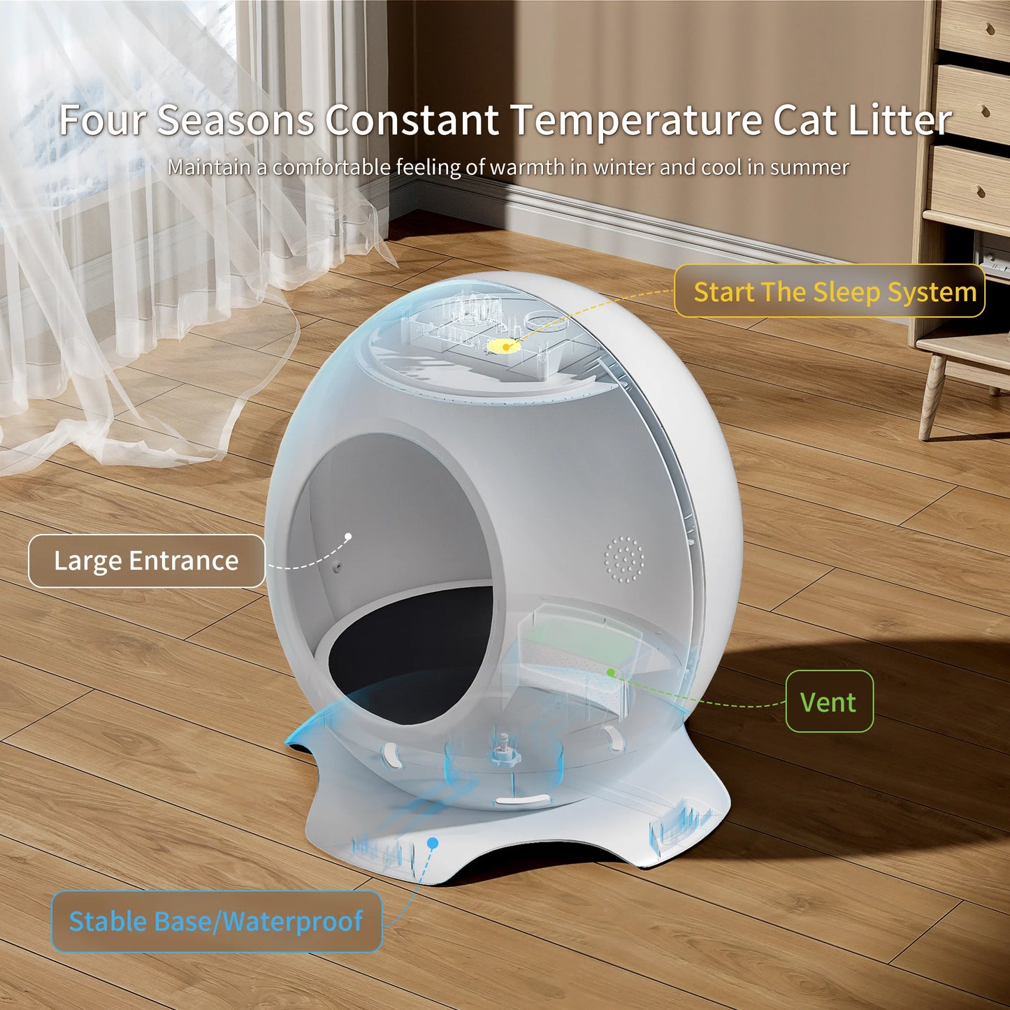 REDSASA Smart Cooling And Heated Cat House Bed With Music