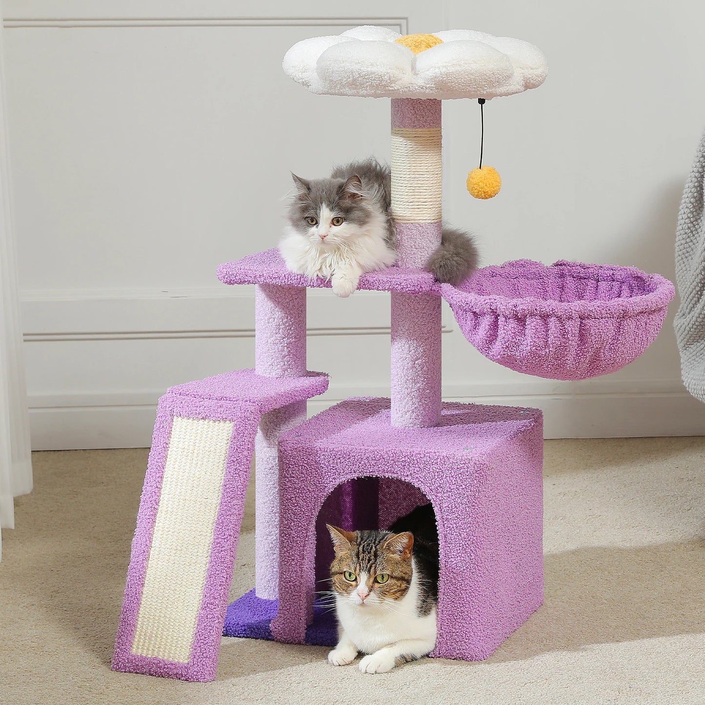 PEQULTICN Three Tier Cat Tree With Natural Sisal Scratching Post