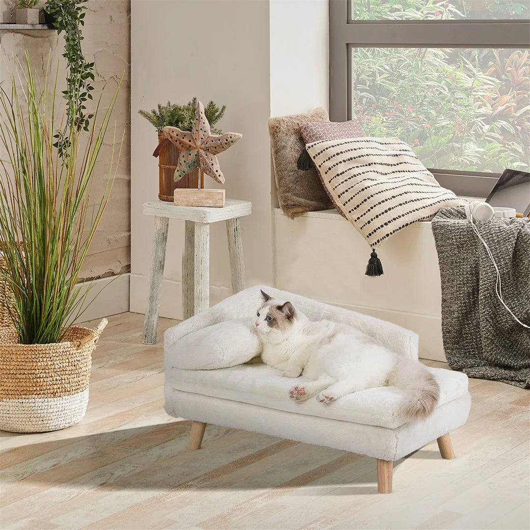 BINGOPAWCN Dog Cat Sofa Bed Nesting Couch With Wooden Legs
