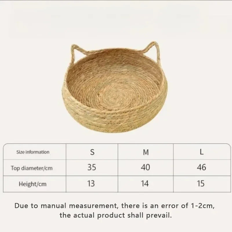 Lewencn Handwoven Rattan Cat Nest Four Seasons Warm Pad
