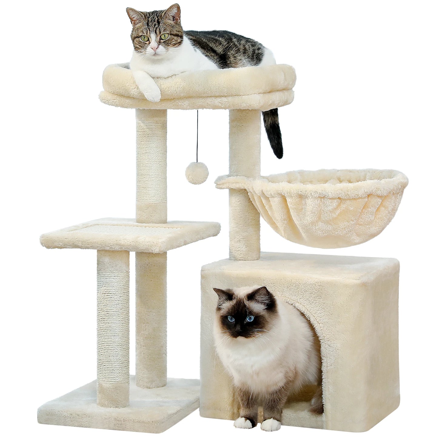 PEQULTICN Three Tier Cat Tree With Natural Sisal Scratching Post
